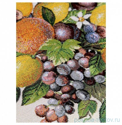 Наволочка 45 х 45 см, без люрекса, серо-бежевый фон &quot;Фруктовое ассорти&quot; серый бордюр  / 296412