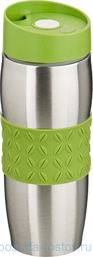 Термокружка 400 мл с кнопкой-стоппером силиконовая вставка  / 207512