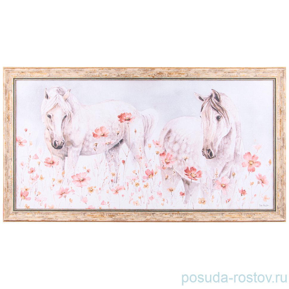 Картина 50 х 100 см "Лошади" /рамка золото с патиной / 275155 Картина 50 х 100 см "Лошади" /рамка золото с патиной / 275155