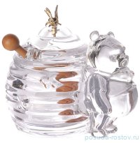 Емкость для меда 17 х 12,5 х 11 см с деревянной палочкой 300 мл &quot;мишка /muza&quot; / 196751