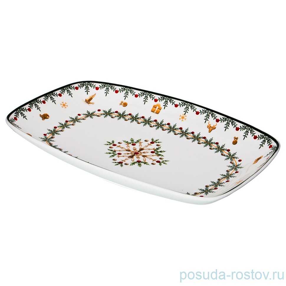 Блюдо 30 х 19 см прямоугольное "Christmas Collection /Снежинка зелёная" / 192453 Блюдо 30 х 19 см прямоугольное "Christmas Collection /Снежинка зелёная" / 192453