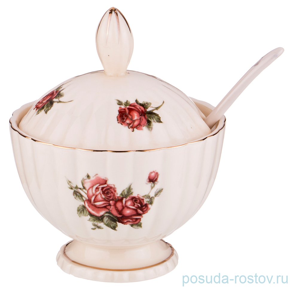 Сахарница 200 мл с ложкой "Корейская Роза" / 194470 Сахарница 200 мл с ложкой "Корейская Роза" / 194470