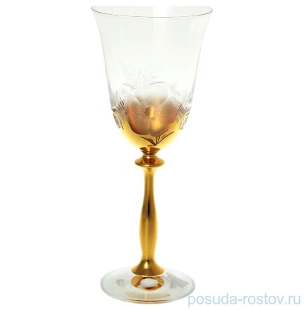 Бокалы для красного вина 250 мл 6 шт &quot;Анжела /Матовый цветок&quot; E-V золотая ножка / 137169