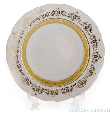 Набор тарелок 22 см 6 шт глубокие &quot;Мария-Тереза /Белая /Золотой орнамент с лентой&quot; / 103889