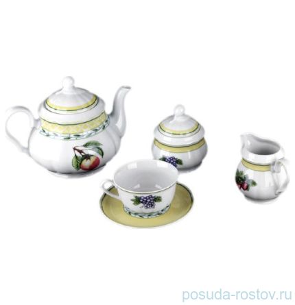 Чайный сервиз на 6 персон 15 предметов &quot;Роза /Ягодно-Фруктовый&quot; / 001059