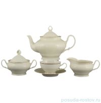 Чайный сервиз на 6 персон 15 предметов низккая чашка &quot;Лиана /Золотая отводка /СК&quot; / 091912