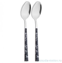 Столовые приборы 2 предмета чайные ложки 18 см /чёрный мрамор / 296628