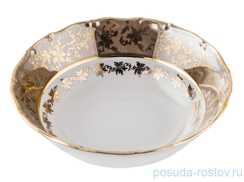 Салатник 16 см "Мария-Тереза /Бежевая /Золотые листики" / 203421