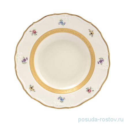 Набор тарелок 23 см 6 шт глубокие &quot;Мария-Луиза /Мелкие цветы /золотая лента /СК&quot; / 010607