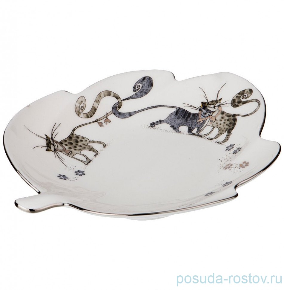 Блюдо 21 см Лист "Котики" / 189343