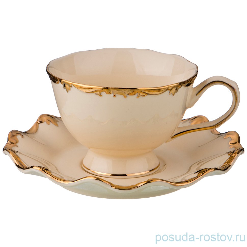 Чайная пара 220 мл 1 шт "Золотая окантовка" / 194615