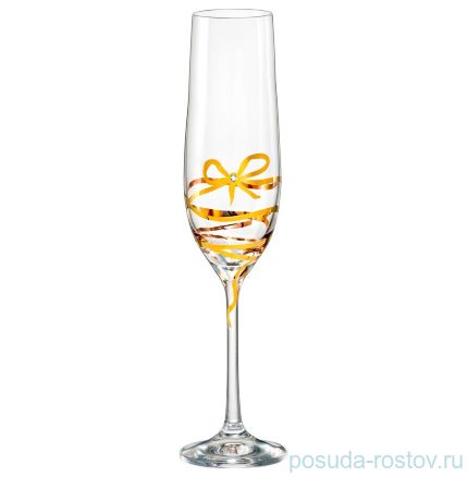 Бокалы для шампанского 190 мл 2 шт &quot;Виола /Бант с кристаллом /Золото и платина&quot; / 126119