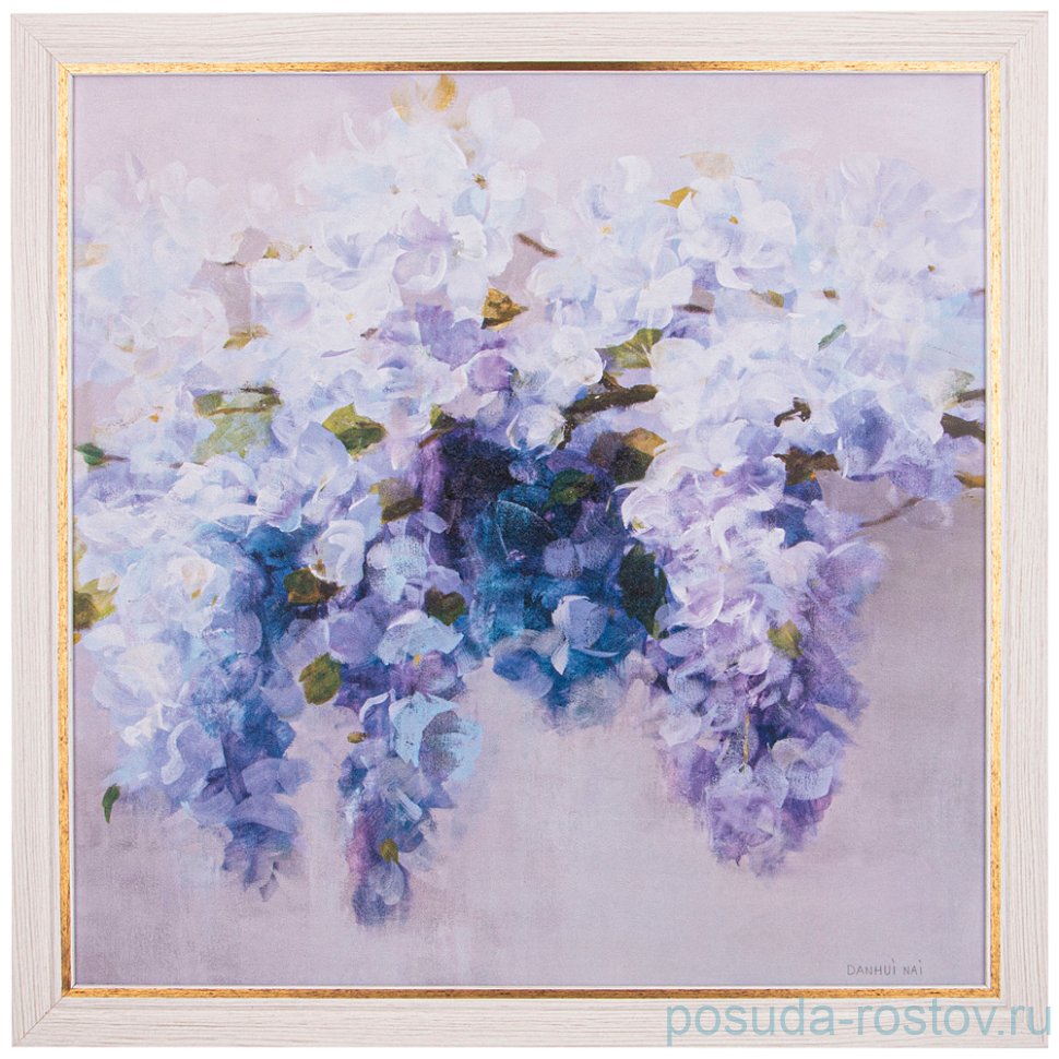 Картина 60 х 60 см "сирень" /рамка жемчуг с золотом / 270145 Картина 60 х 60 см "сирень" /рамка жемчуг с золотом / 270145