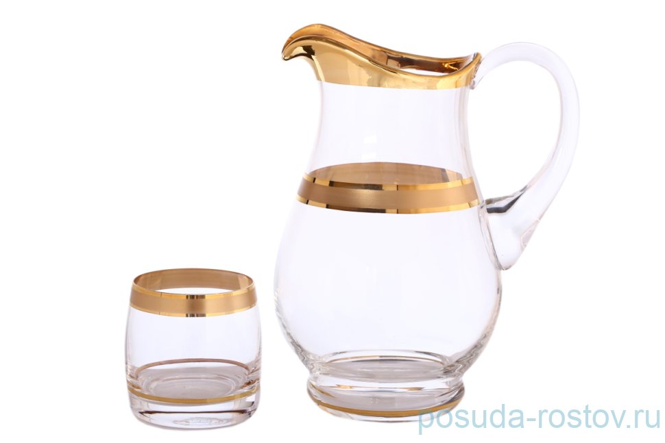 Набор для воды 7 предметов (кувшин + 6 стаканов) "Идеал /Матовая полоса /золото" А-М / 125861 Набор для воды 7 предметов (кувшин + 6 стаканов) "Идеал /Матовая полоса /золото" А-М / 125861