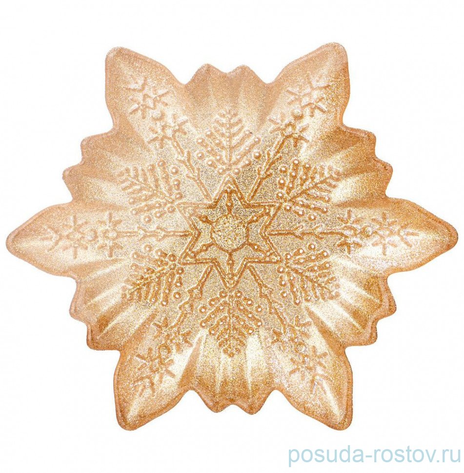 Блюдо 20 см снежинка "snow cristal gold" / 262807