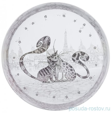 Поднос 33 х 2,1 см сервировочный &quot;Котики&quot; / 209791