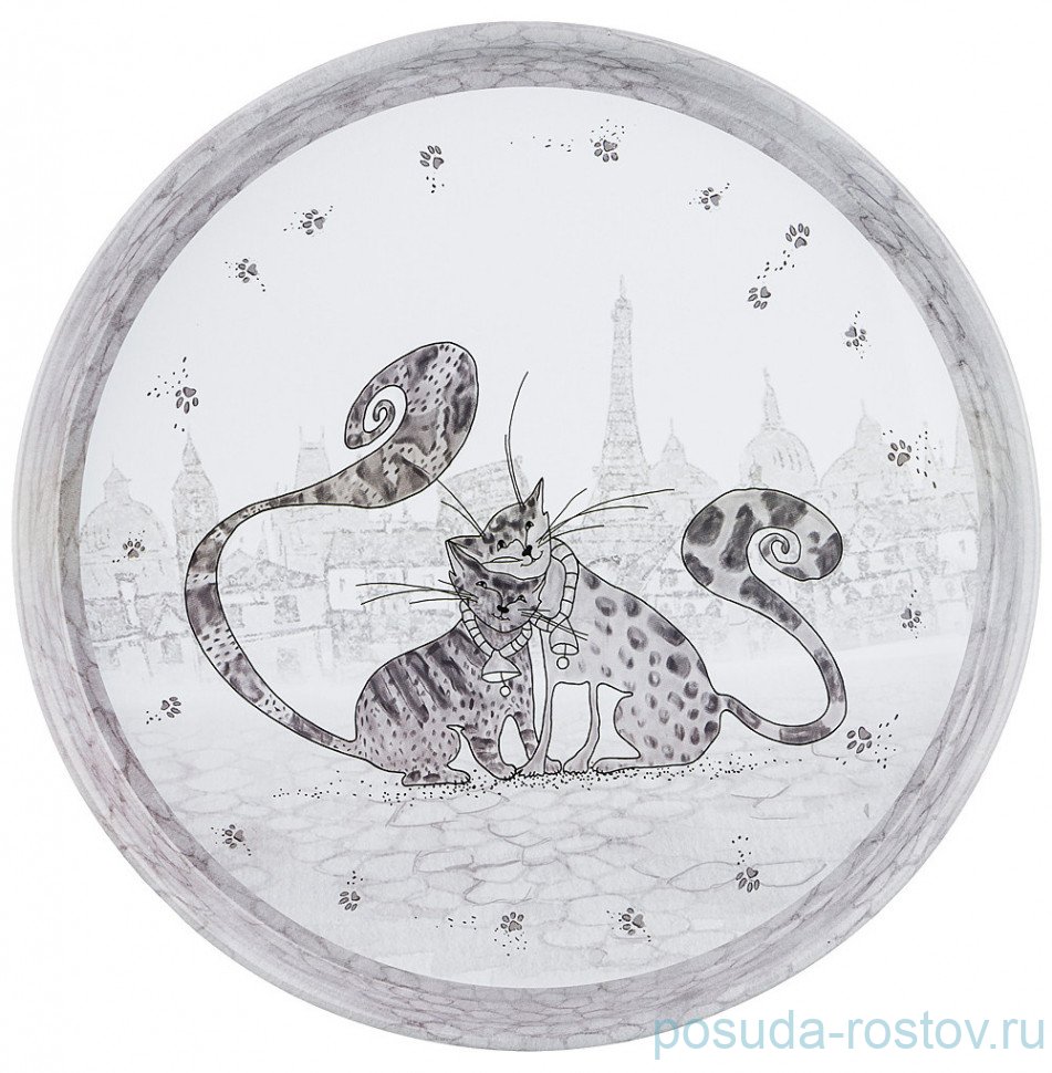 Поднос 33 х 2,1 см сервировочный "Котики" / 209791 Поднос 33 х 2,1 см сервировочный "Котики" / 209791