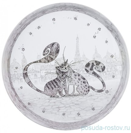 Поднос 33 х 2,1 см сервировочный &quot;Котики&quot; / 209791