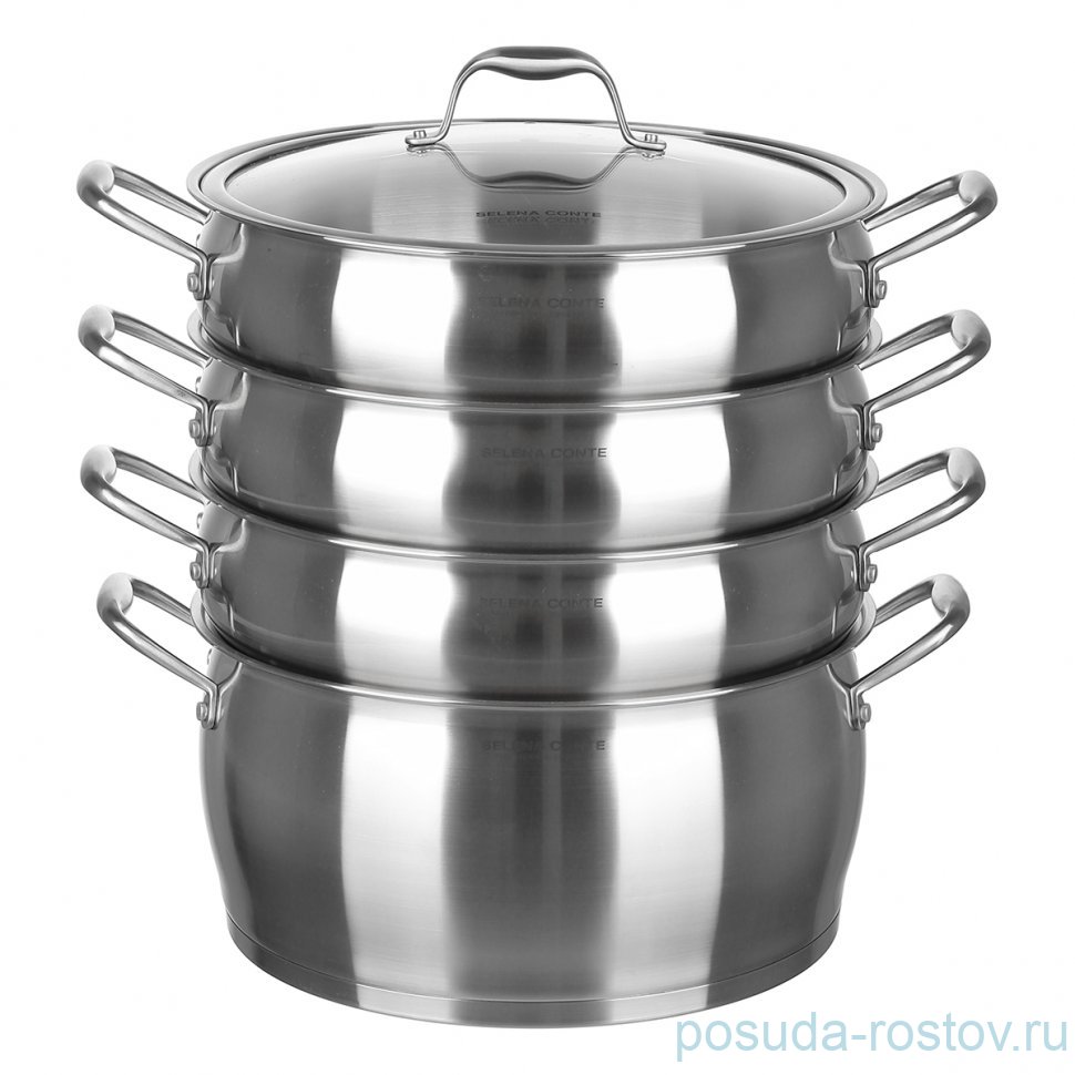 Пароварка 30 см трёхъярусная 10,5 л матовая "Angela" / 366064