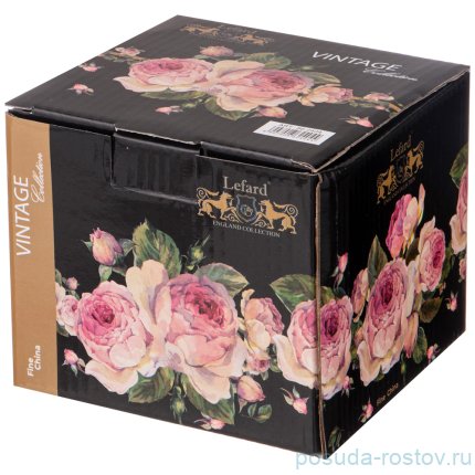 Сахарница 400 мл чёрная &quot;Винтаж /Розы&quot; / 233542