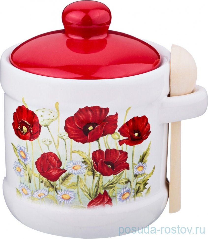Сахарница 300 мл с ложкой "Полевые маки" / 198628 Сахарница 300 мл с ложкой "Полевые маки" / 198628