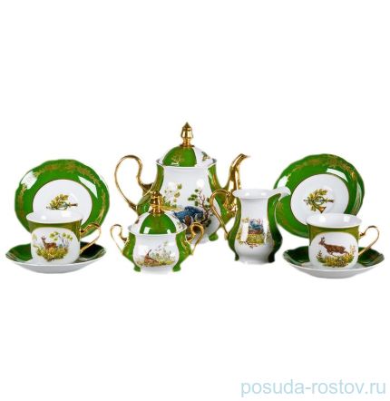 Чайный сервиз на 6 персон 15 предметов &quot;Мэри-Энн /Охота зелёная&quot; / 157776