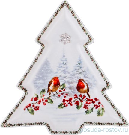 Блюдо 26 х 24 х 2,5 см Ёлка &quot;Снегири&quot; / 194729
