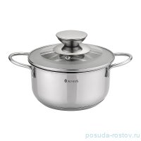 Кастрюля 14 х 7,5 см со стеклянной крышкой индукция 1 л &quot;agness&quot; / 196244