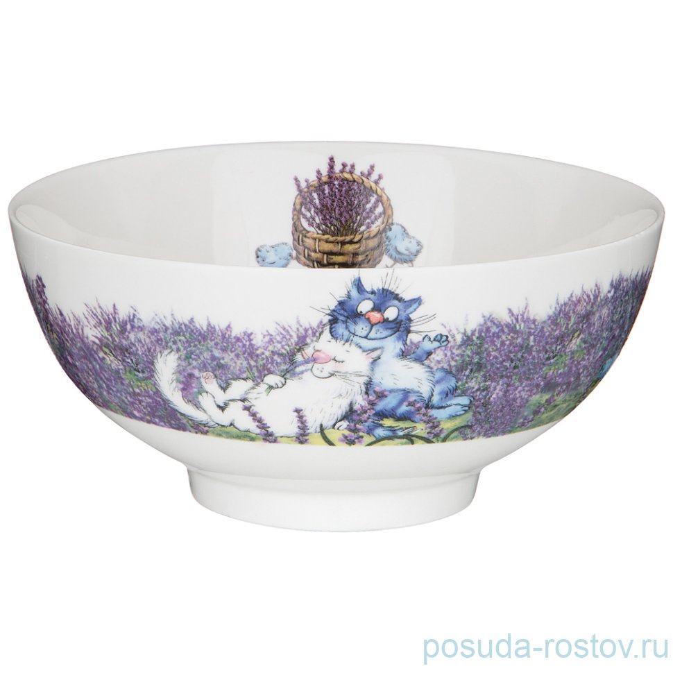 Салатник 15 х 7 см "Синие коты /Лаванда" / 250810