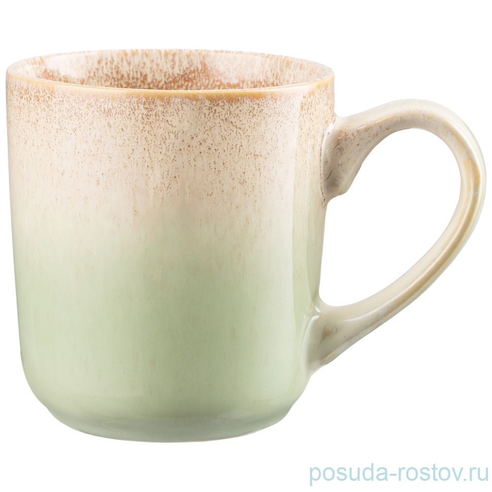 Кружка 380 мл бежево-зелёная (6шт.) / 340775