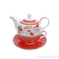 Чайный набор 3 предмета (заварочный чайник + чайная пара) &quot;Christmas time /Royal Classic&quot; / 228318