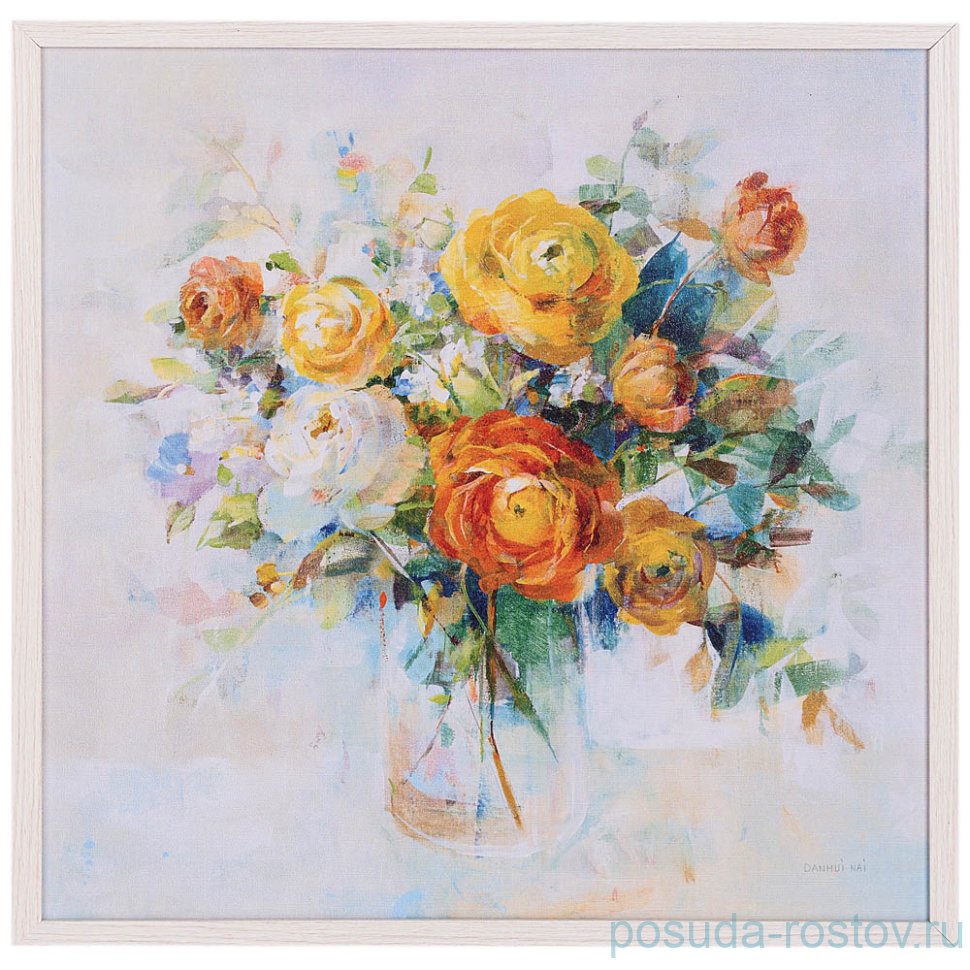 Панно 50 х 50 см "Букет" /рамка цвета жемчуга / 270106 Панно 50 х 50 см "Букет" /рамка цвета жемчуга / 270106