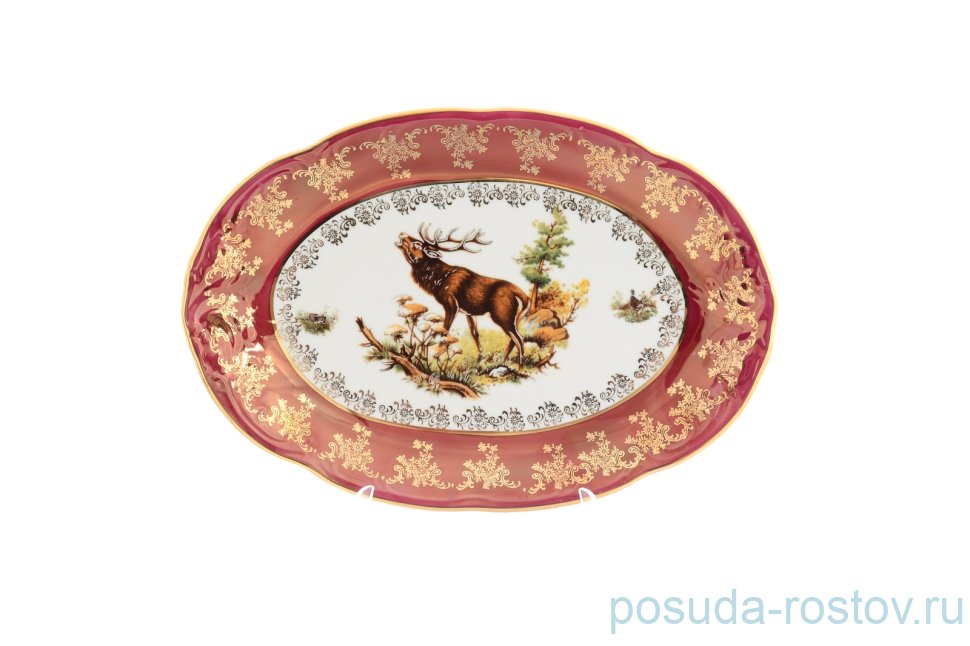 Блюдо 32 см овальное "Фредерика /Охота красная" / 148917