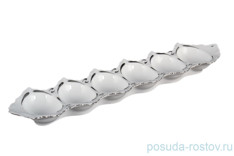 Блюдо 25 см для яиц "Корона /Платиновый узор" / 092905 Блюдо 25 см для яиц "Корона /Платиновый узор" / 092905