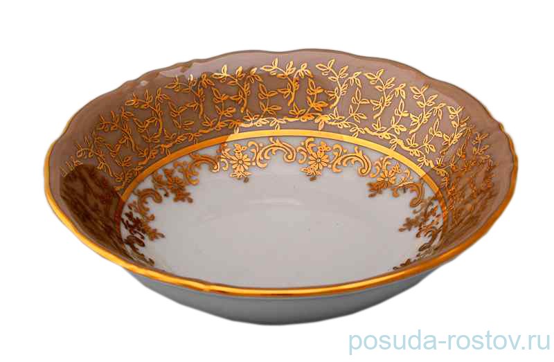 Салатник 13 см "Магнолия /Бежевая с золотыми листиками" / 053004 Салатник 13 см "Магнолия /Бежевая с золотыми листиками" / 053004