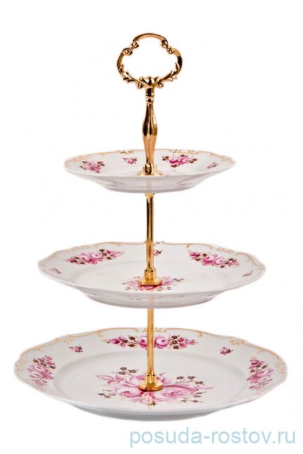 Этажерка 3-х ярусная &quot;Роза /Золото&quot;  / 015862