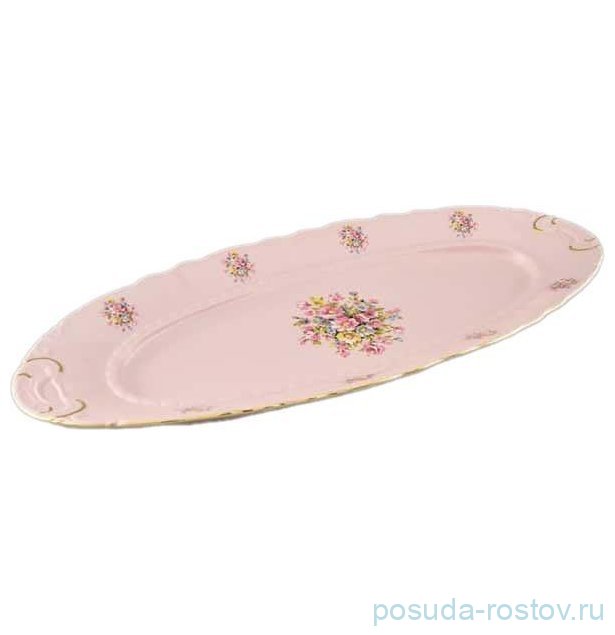 Блюдо 32 см овальное "Соната /Бледные цветы" розовая / 242987 Блюдо 32 см овальное "Соната /Бледные цветы" розовая / 242987
