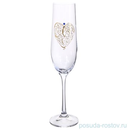 Бокалы для шампанского 190 мл 2 шт &quot;Виола /Свадебные /Сердце с кристаллом&quot; / 126120