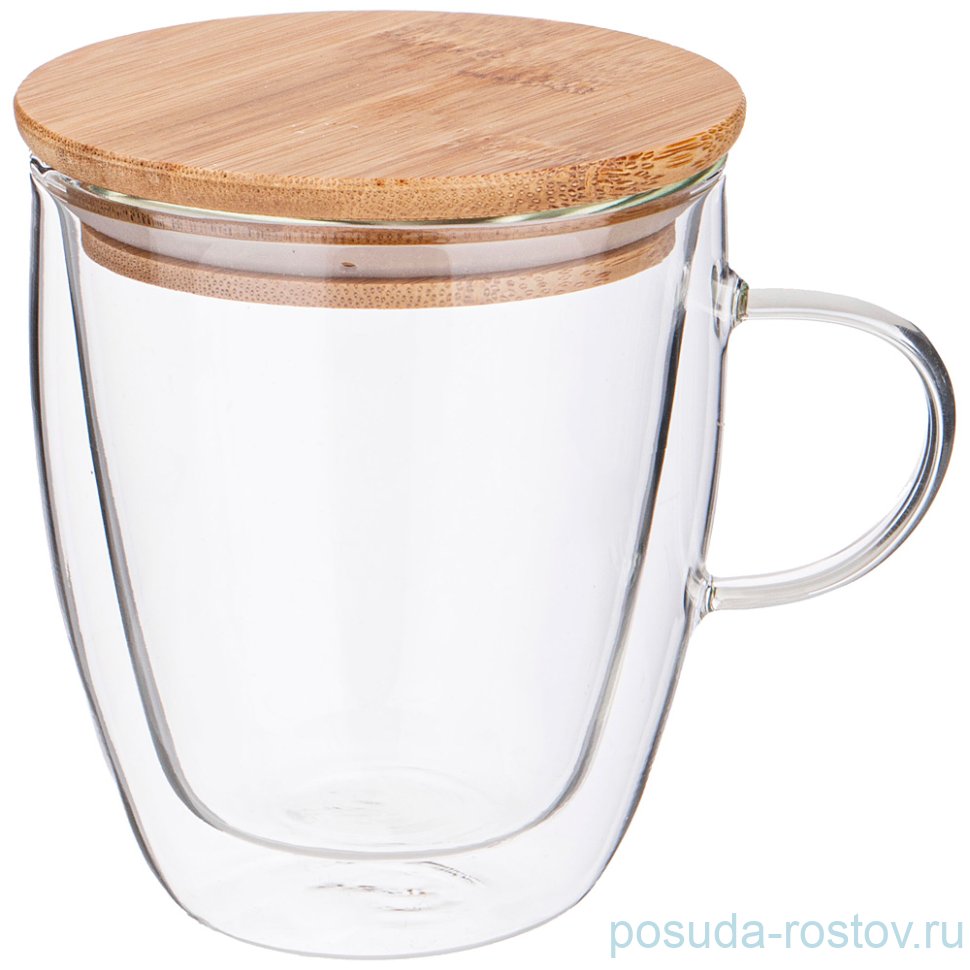 Кружка 380 с двойными стенками с бамбуковой крышкой "Double-wall" / 256086 Кружка 380 с двойными стенками с бамбуковой крышкой "Double-wall" / 256086