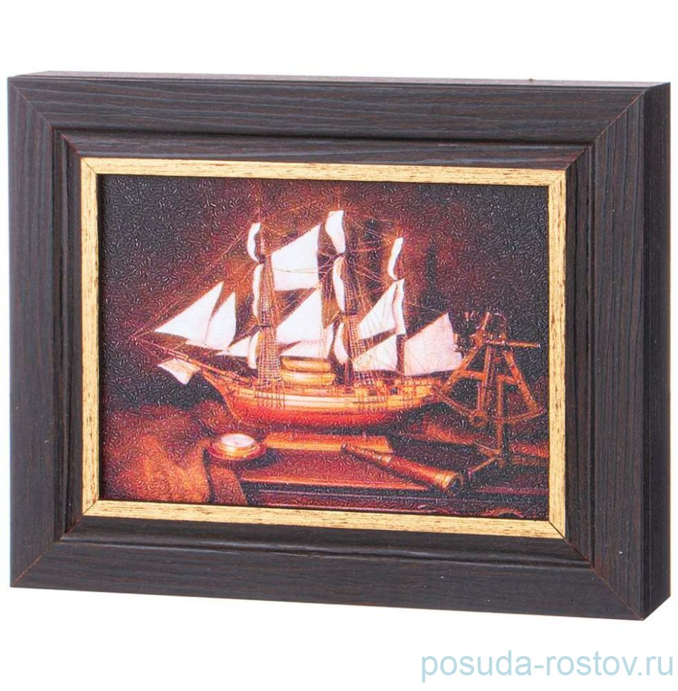 Ключница 13 х 18 см "Парусник" /рамка венге с золотом / 303572