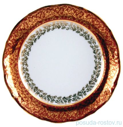 Набор тарелок 19 см 6 шт &quot;Фредерика /Золотые листики на красном&quot; / 006510