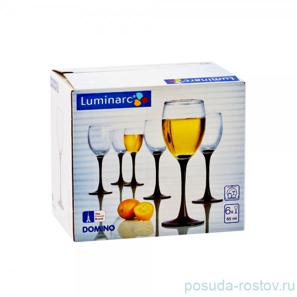 Рюмки 70 мл 6 шт "Домино" чёрная ножка / 160709