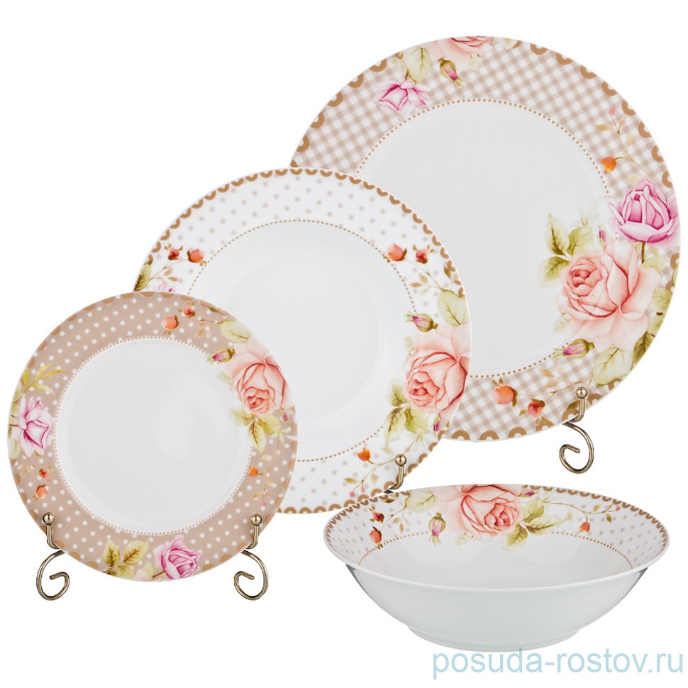 Столовый набор на 6 персон 19 предметов "Две розы" / 193963