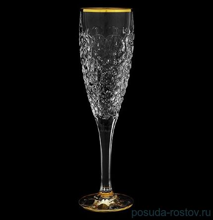 Бокалы для шампанского 180 мл 6 шт &quot;NICOLETTE /Отводка золото&quot; хрусталь Йиглава / 148193