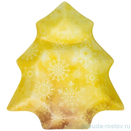 Блюдо 25 см Ёлка жёлтое &quot;Новогодний калейдоскоп /Снежинки&quot; / 268468