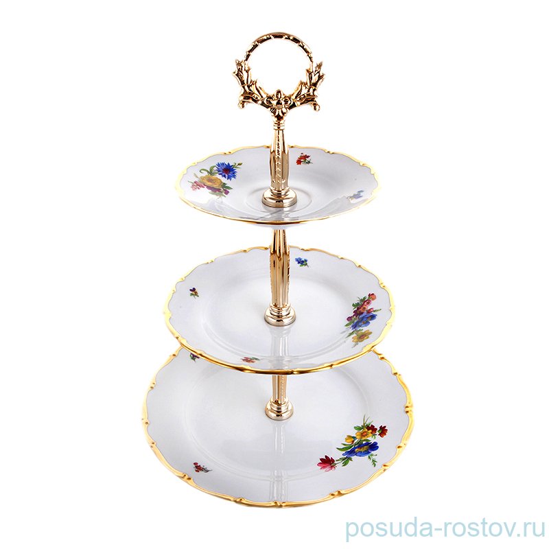 Этажерка 3-х ярусная Bohemia Porcelan Moritz Zdekauer 1810 s.r.o. "Анжелика 860 /Полевой цветок" / 122585 Этажерка 3-х ярусная Bohemia Porcelan Moritz Zdekauer 1810 s.r.o. "Анжелика 860 /Полевой цветок" / 122585