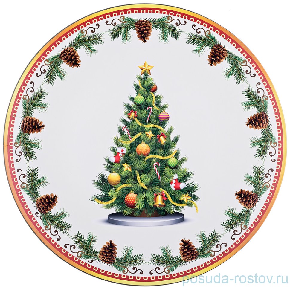 Поднос 40 см круглый "Рождественская сказка" / 214994