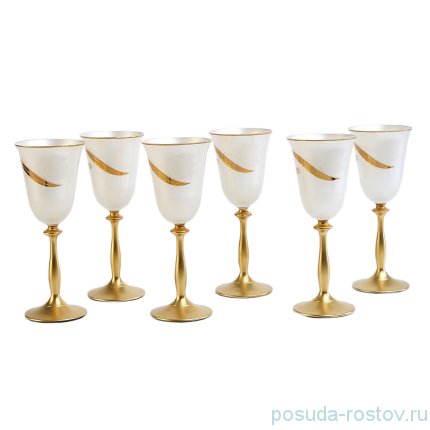 Бокалы для белого вина 185 мл 6 шт перламутр &quot;Анжела /Матовый тюльпан /с золотом&quot; / 200578
