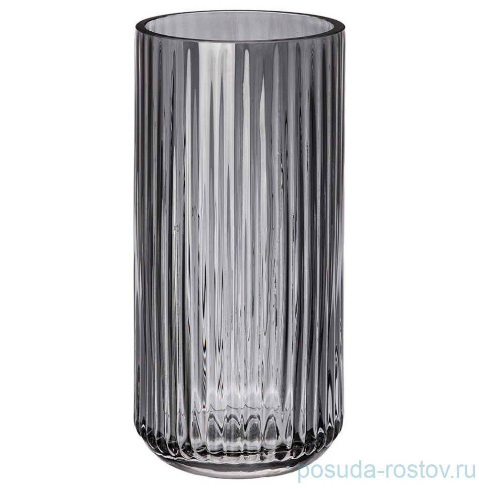 Ваза для цветов 19,5 см серая "Оптика" / 289408 Ваза для цветов 19,5 см серая "Оптика" / 289408