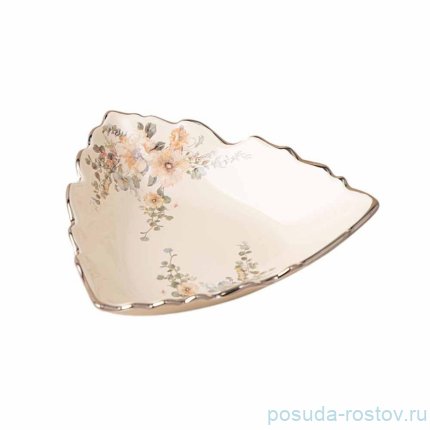 Блюдо 20 х 5 см треугольное &quot;Цветы /отводка платина&quot; / 342712